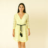 Green Eyelet Belted Dress