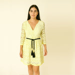 Green Eyelet Belted Dress