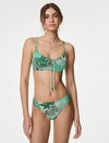 Green Printed Tie Front Bikini Set