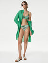 Green Printed Tie Front Bikini Set
