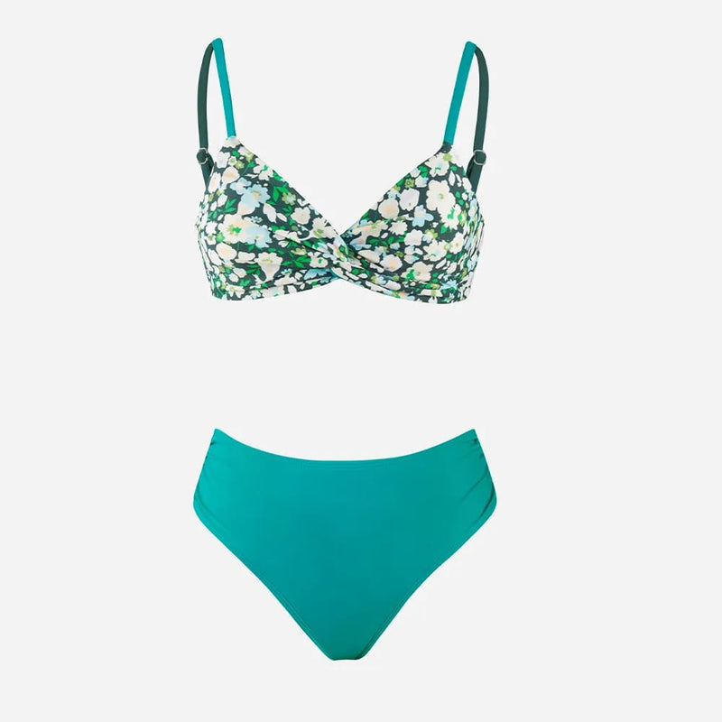 Reversible Twist Front Self Tie Mid Rise Bikini Set