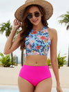 Floral X-Back High Waist Bikini Set