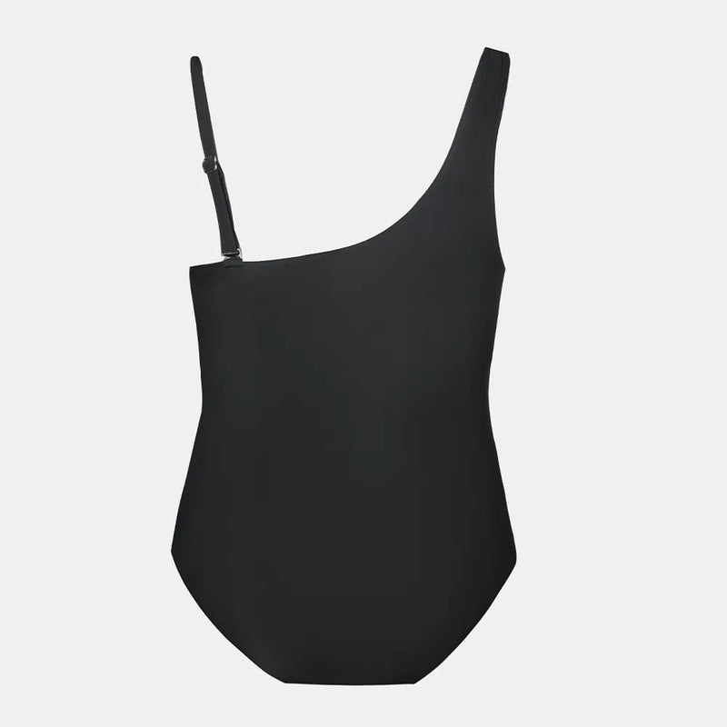 Plus Size Mesh One Shoulder Swimsuit