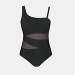 Plus Size Mesh One Shoulder Swimsuit