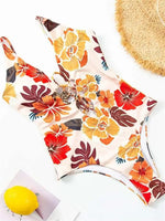 Floral Lace Up Swimsuit