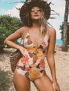 Floral Lace Up Swimsuit