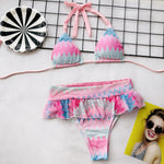 Rainbow Skies Ruffle Mesh Bikini Set