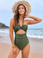 Halterneck Cutout Swimsuit (Free Sarong)