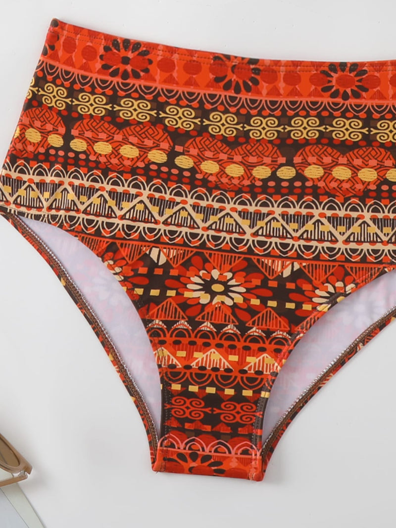 Tribal Print High Waisted Bikini Set