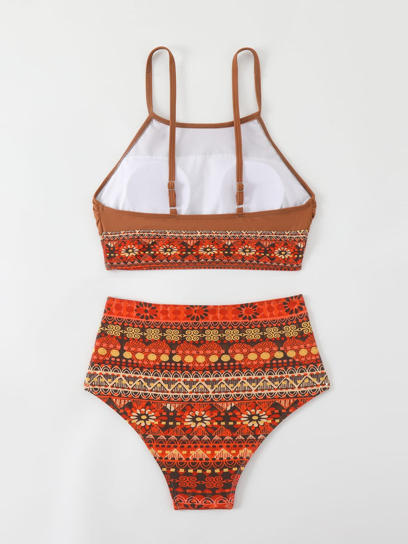 Tribal Print High Waisted Bikini Set