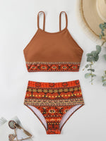 Tribal Print High Waisted Bikini Set