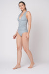Painterly Stripe Ruched Tummy Control Swimsuit