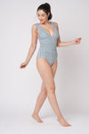 Painterly Stripe Ruched Tummy Control Swimsuit