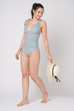 Painterly Stripe Ruched Tummy Control Swimsuit