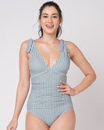Painterly Stripe Ruched Tummy Control Swimsuit