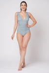 Painterly Stripe Ruched Tummy Control Swimsuit