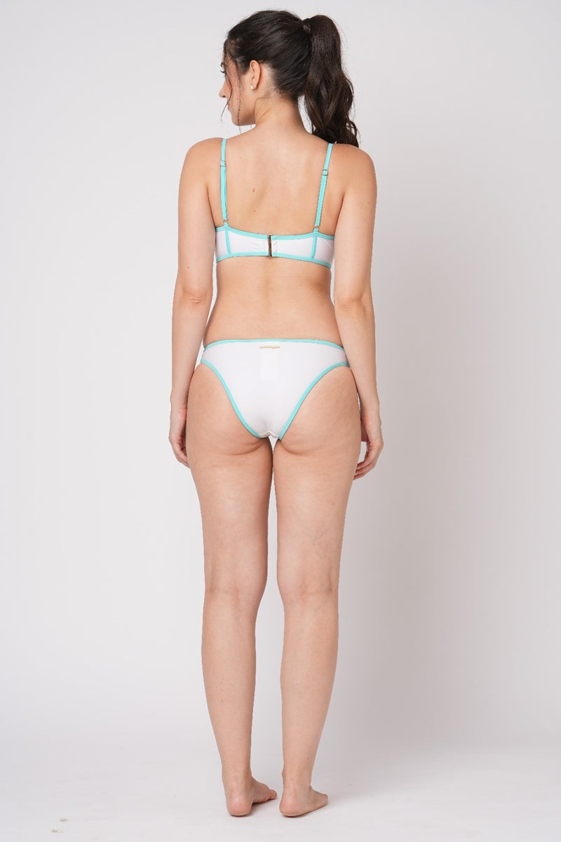 White Long Line Bikini Set