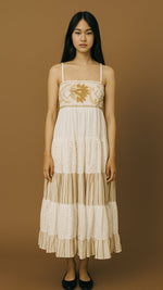 Beige White Maxi
