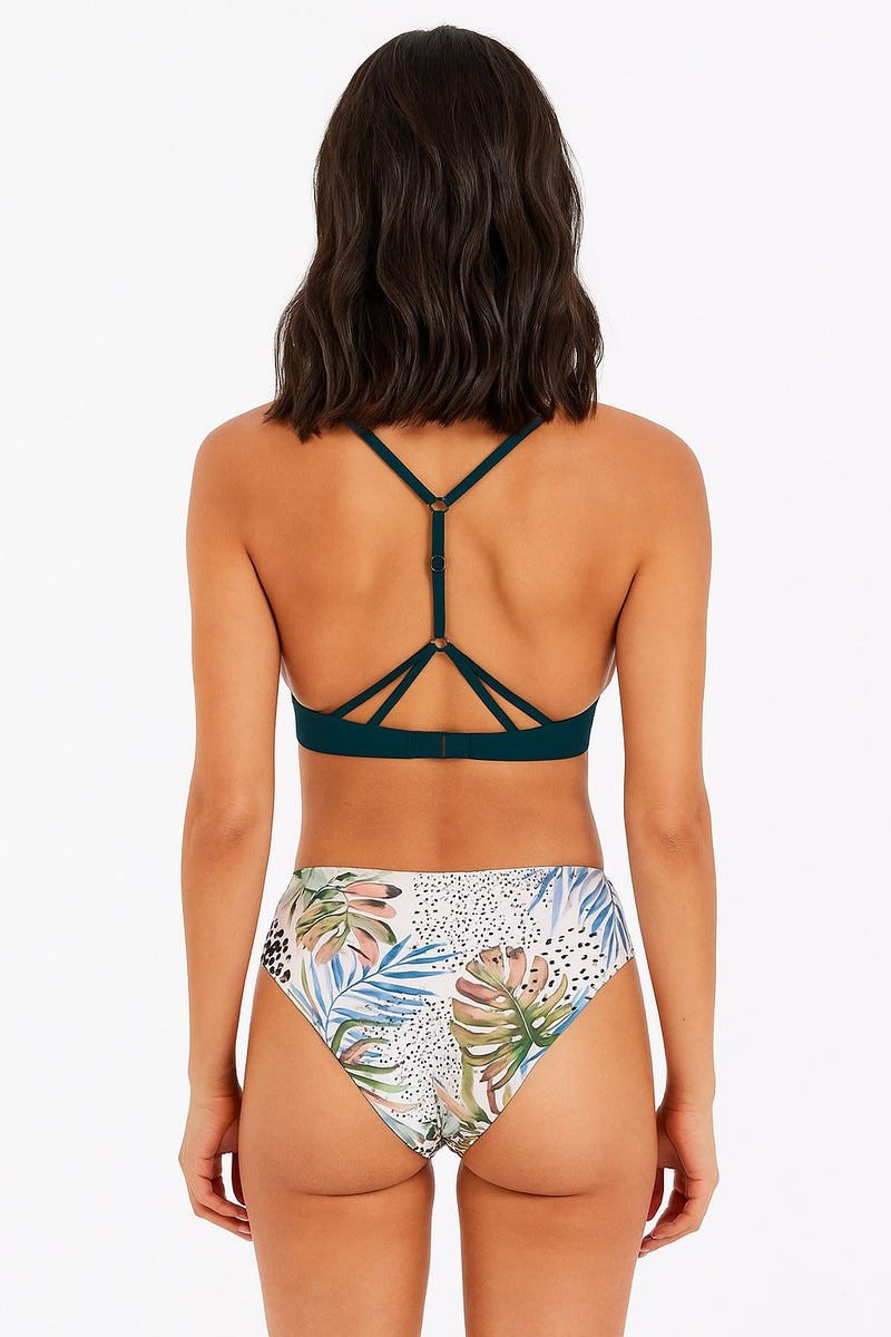 Leaf Print Mid Rise Bikini Set