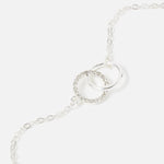 Silver-Toned CZ Linked Circles Bracelet