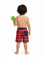 Navy And Red Stripe Swim Shorts