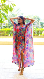 Abstract Printed Shirt Style Kaftan