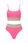 Pink Bralette High Waist Bikini Set