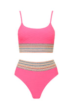 Pink Bralette High Waist Bikini Set