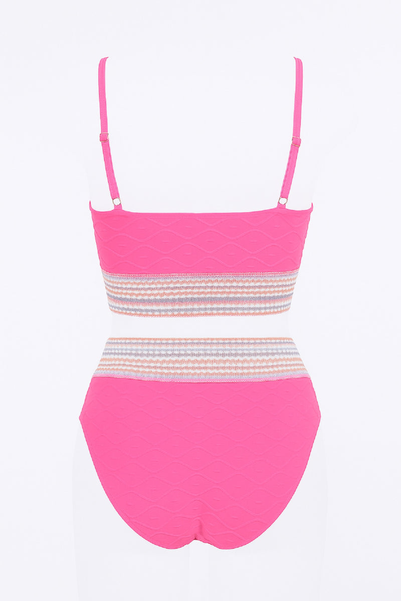 Pink Bralette High Waist Bikini Set