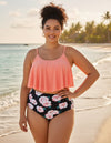 Flounce Ruffle Plus Size High Waisted Plus Size Bikini Set