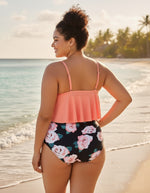 Flounce Ruffle Plus Size High Waisted Plus Size Bikini Set