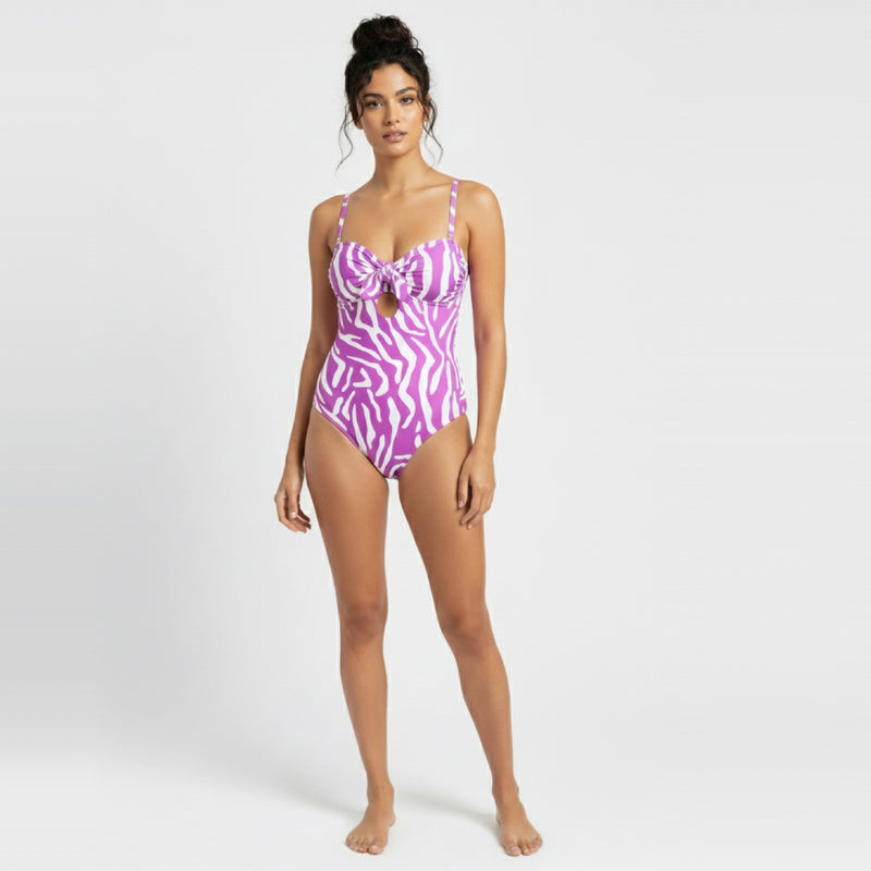 Abstract Print Tie Detail Swimsuit