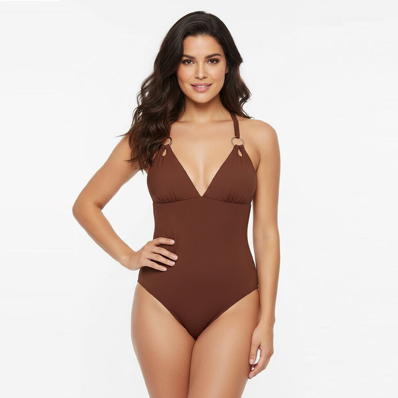 Plunge V-neck One-Piece Swimsuit