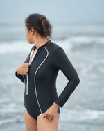 Raksha – Black Full-Sleeve Rashguard One-Piece