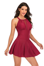 Mesh High Neck Tummy Control Swimdress