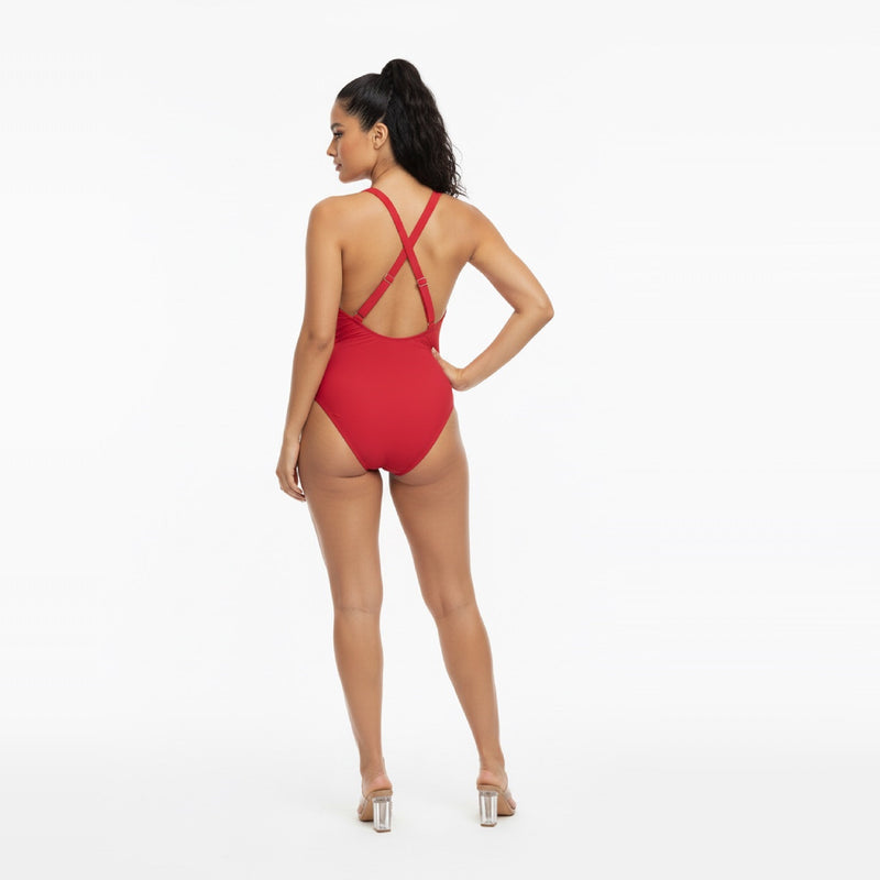Valentine Red Plunge O-Ring Swimsuit