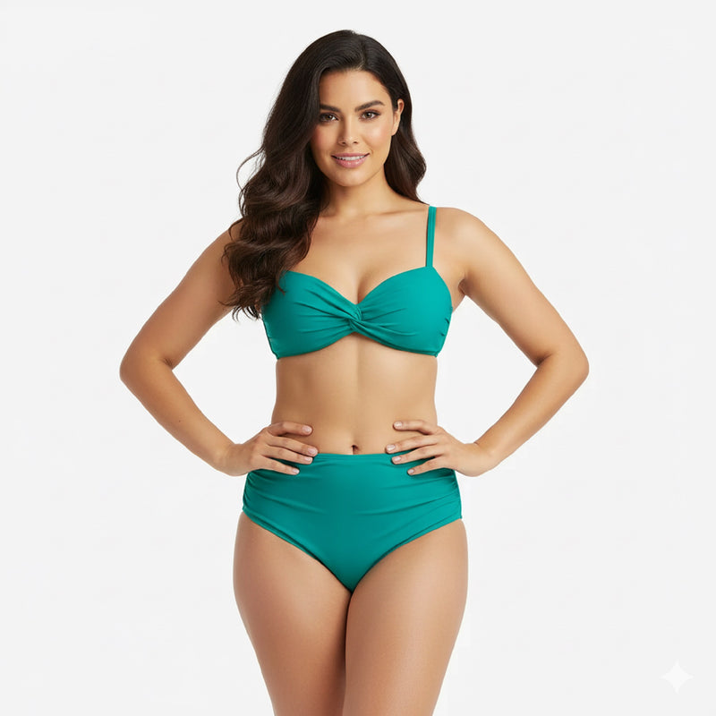 Reversible Twist Front Self Tie Mid Rise Bikini Set