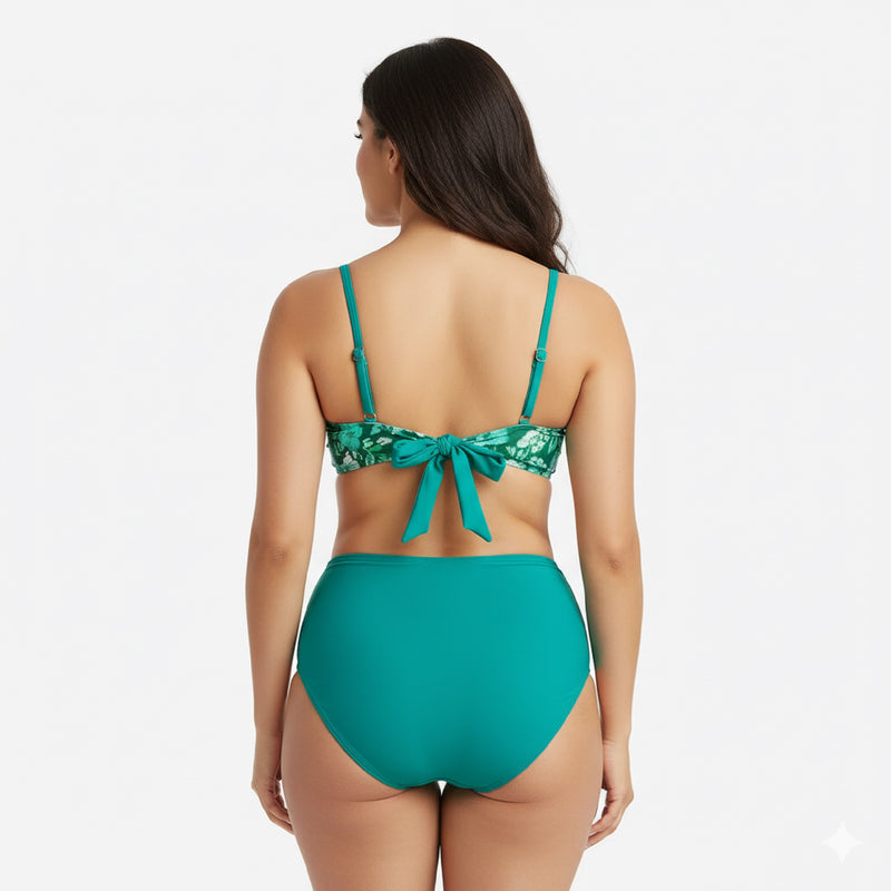 Reversible Twist Front Self Tie Mid Rise Bikini Set
