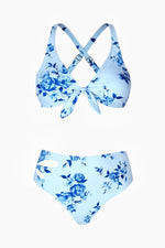 Rose Print Cutout Bikini Set