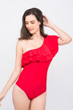 Red One Shoulder Swimsuit