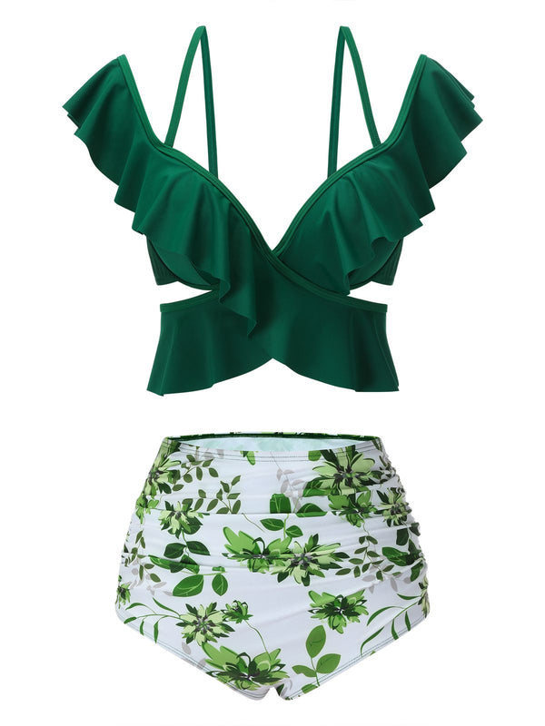 Ruffle Front High Waisted Bikini Set