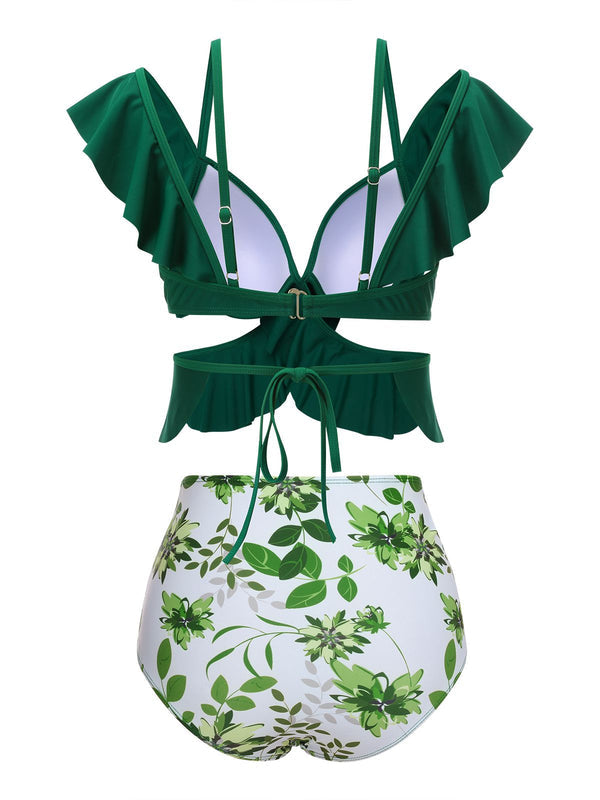 Ruffle Front High Waisted Bikini Set