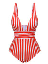 Striped Plunge Neck One-Piece