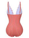 Striped Plunge Neck One-Piece