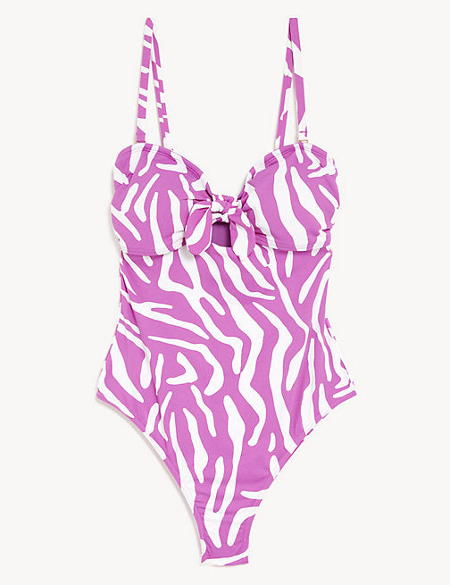 Abstract Print Tie Detail Swimsuit