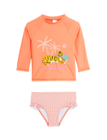 2pc Tiger Long Sleeve Rash Vest Swim Set