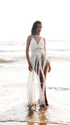 ATHENA White Macrame V Neck