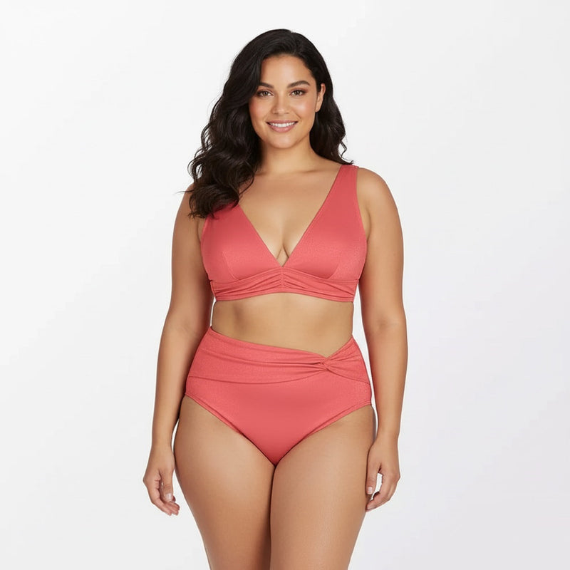 Shine Bright Lurex V-Neck Bralette & Twist-Front Plus Size Bikini Set