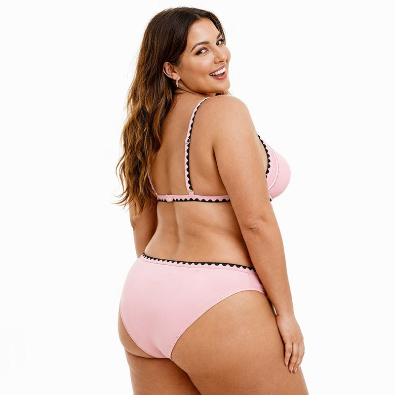 Pink Crochet Trim Low-Waist Bikini Set I Swimwear | The Beach Company