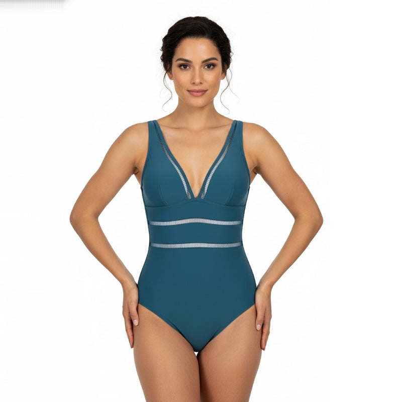 Spliced One-Piece Swimsuit